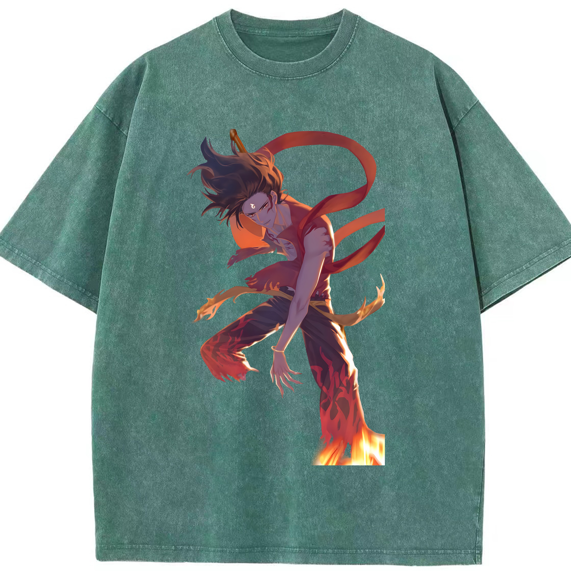 （画像用） Ne Zha 2 ナタ 魔童の大暴れ 綿100% ヴィンテージ風 半袖Tシャツ（フロントプリント）